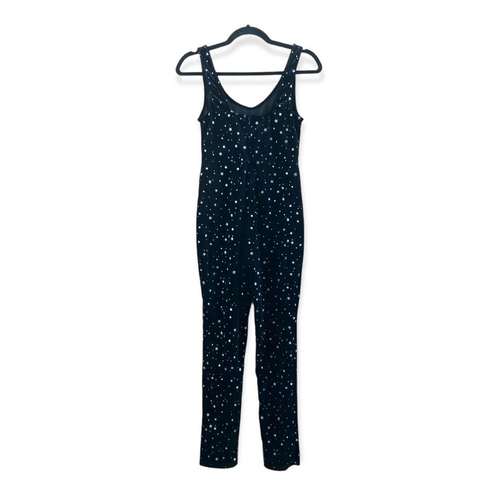 Nasty Gal Star Bodycon Black Velvet Jumpsuit NWT Silver Size 4 Celestial Party